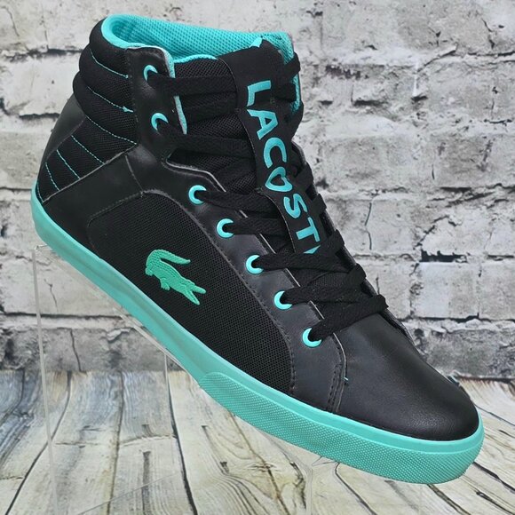 Lacoste Courtiser LM Mid Top Sneakers Men’s 11.5 Black Mint 11975-1012 Leather - Picture 1 of 9